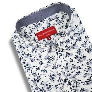 Men's Navy and White Floral Shirt